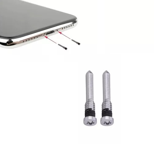 Kit 2 Parafusos Pentalobe (Prata) iPhone X (A1865 A1901) | XS (A1920) | XS Max (A2101) | XR (A2105) | 11 (A2221) | 11 Pro (A2215) | 11 Pro Max (A2161) | 12 (A2403) | 12 Mini (A2399) | 12 Pro (A2407) | 12 Pro Max (A2411) | 13 (A2633) | 13 Mini (A2628) | 13 Pro (A2638) | 13 Pro Max (A2643) | 14 (A2882) | 14 Plus (A2886) | 14 Pro (A2890) | 14 Pro Max (A2894)