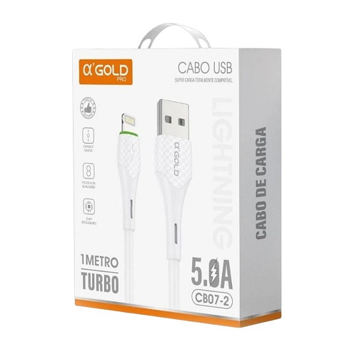 Cabo Usb Turbo (Agold) iPhone Lightning | 5.0a | 1 Metro | CB07-2