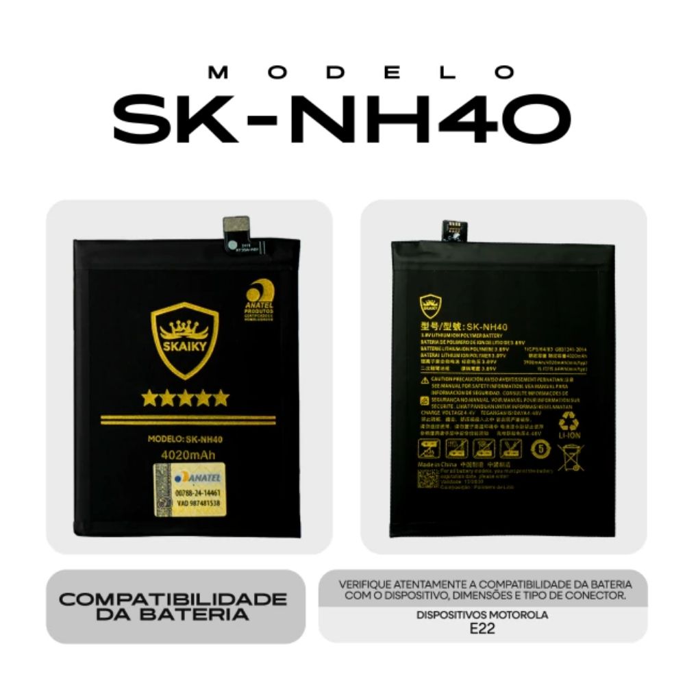 Bateria (Sk-Nh40) Moto E22 (Xt2239) | Skaiky - Imagem 2