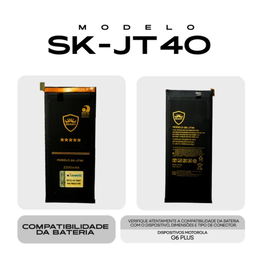 Bateria (Sk-Jt40) Moto G6 Plus (Xt1926) | Skaiky - Imagem 2