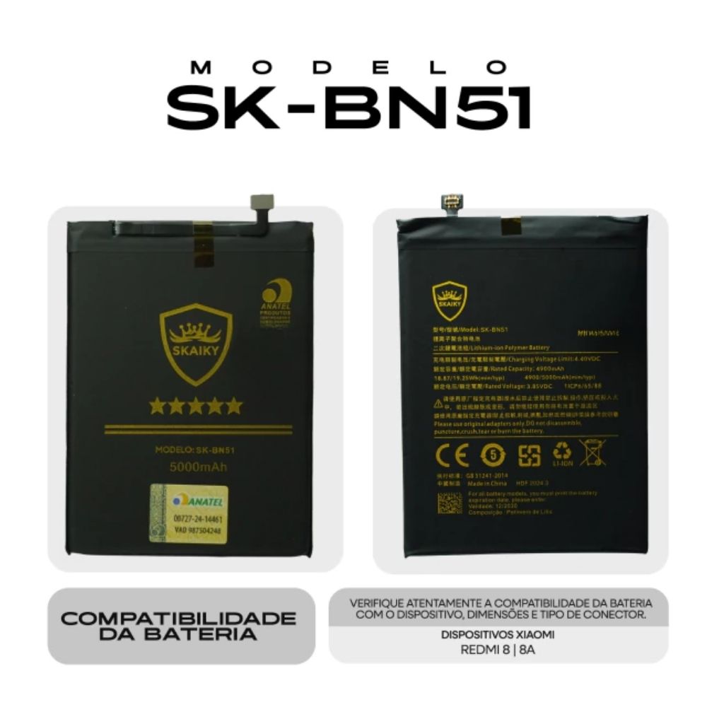 Bateria Xiaomi (Sk-Bn51) Redmi 8 | Redmi 8a | Skaiky - Imagem 2