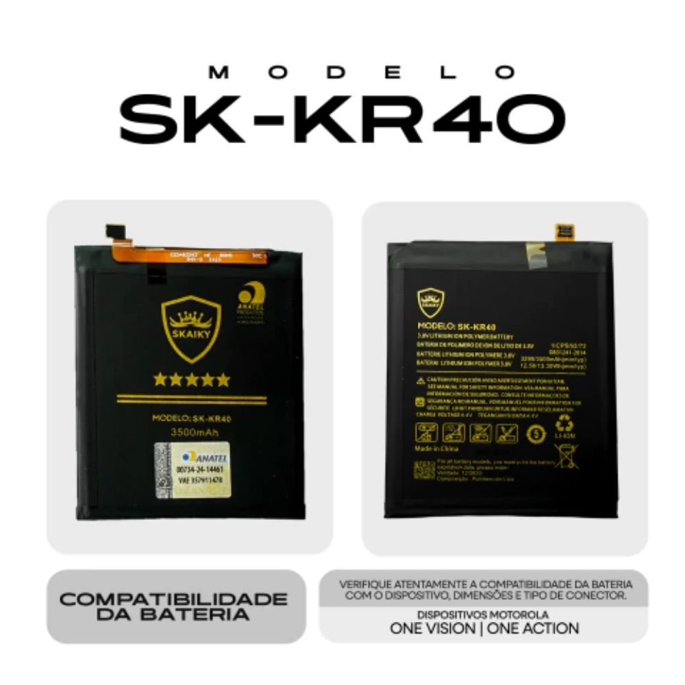Bateria (Sk-Kr40) Moto One Vision (Xt1970) | One Action (Xt2013) | Skaiky - Imagem 2