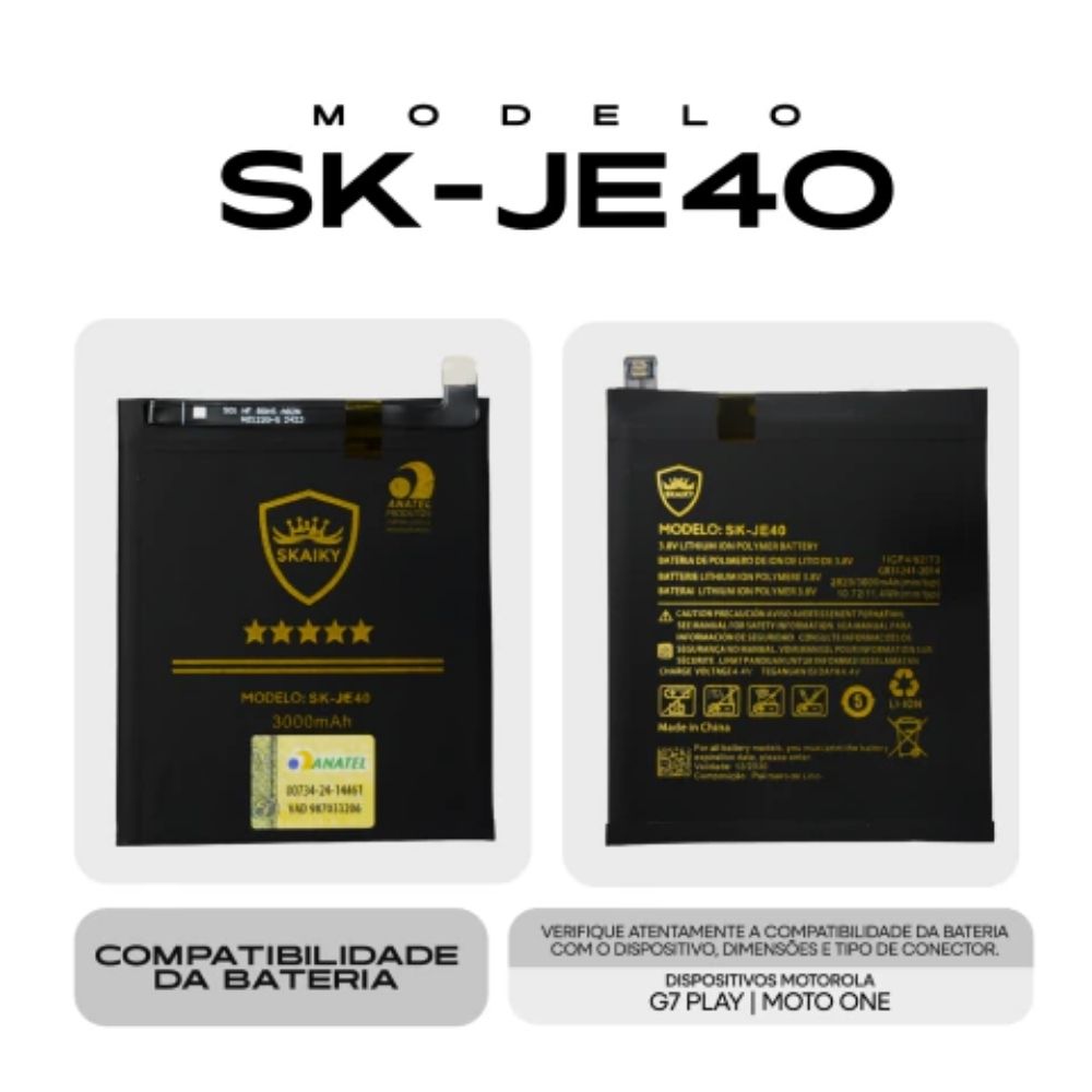 Bateria (Sk-Je40) Moto G7 Play (Xt1952) | One (Xt1941) | Skaiky - Imagem 2