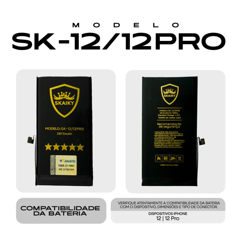 Bateria iPhone 12 (A2403) | iPhone 12 Pro (A2407) | Skaiky - Imagem 2