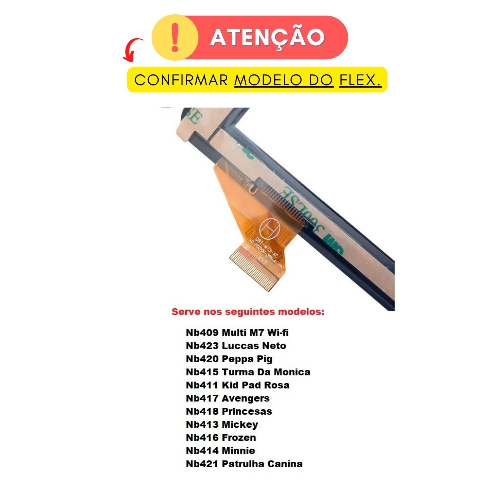 Touch Multilaser M7 Wi-fi | M7s Wifi | Ml-S01e | Ml-S04s | Ml-SO2s | Nb409 Nb411 Nb413 Nb414 Nb415 Nb416 Nb417 Nb418 Nb420 Nb421 Nb422 Nb423 (XC-PG0700-328-A1) - Imagem 2