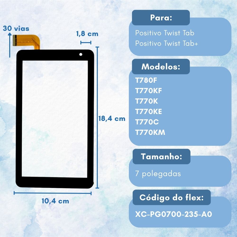 Touch Positivo Twist Tab T770c T770k T770kf T770ke T770km T780f Preto (XC-PG0700-235-A0) - Imagem 2